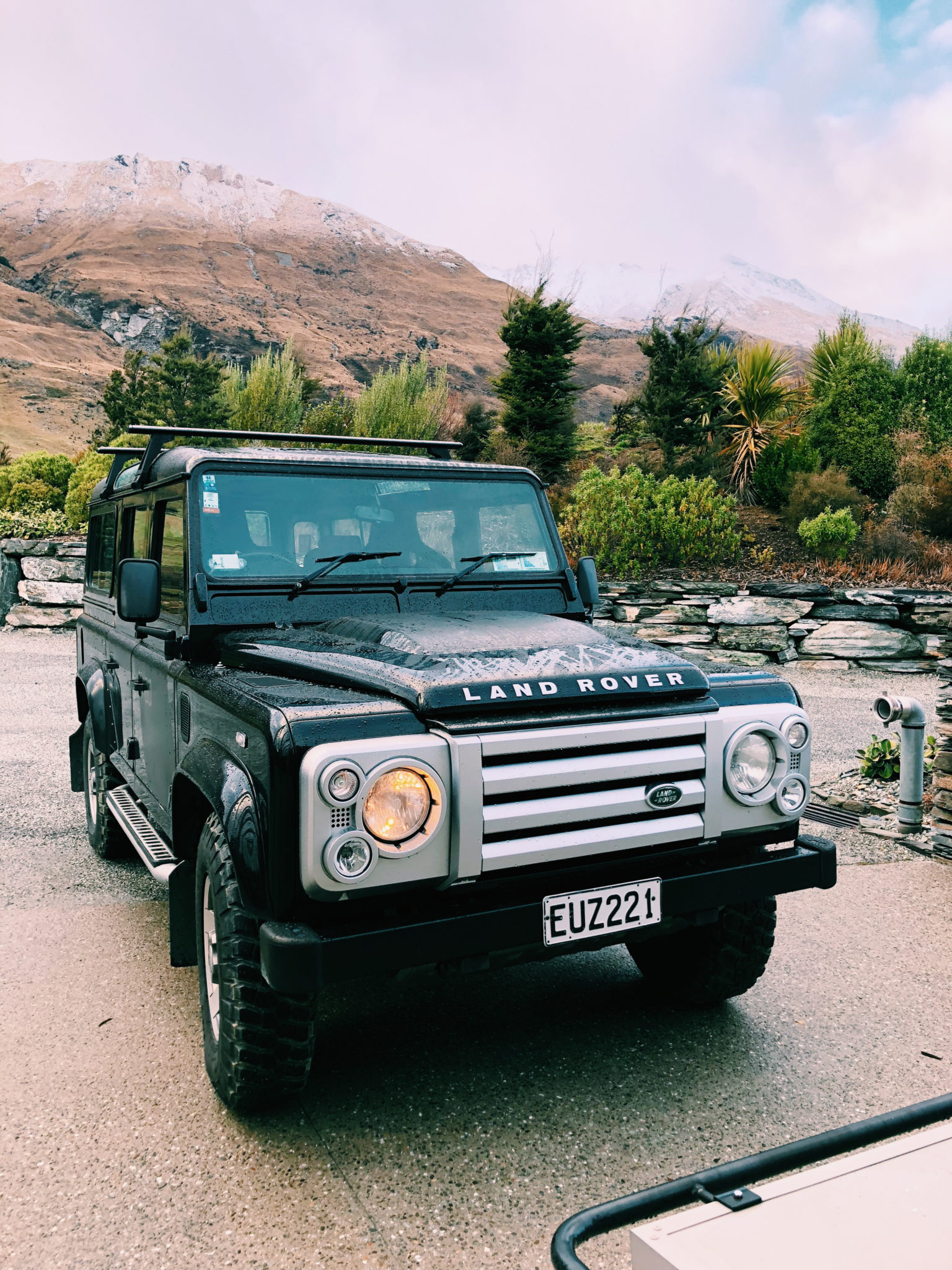Land Rover Defender at Aro Hā, Glenorchy, New Zealand